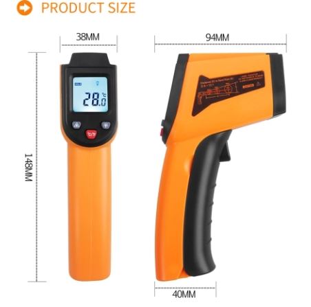 GM400 Portable Non-Contact Digital Infrared Thermometer (Orange)