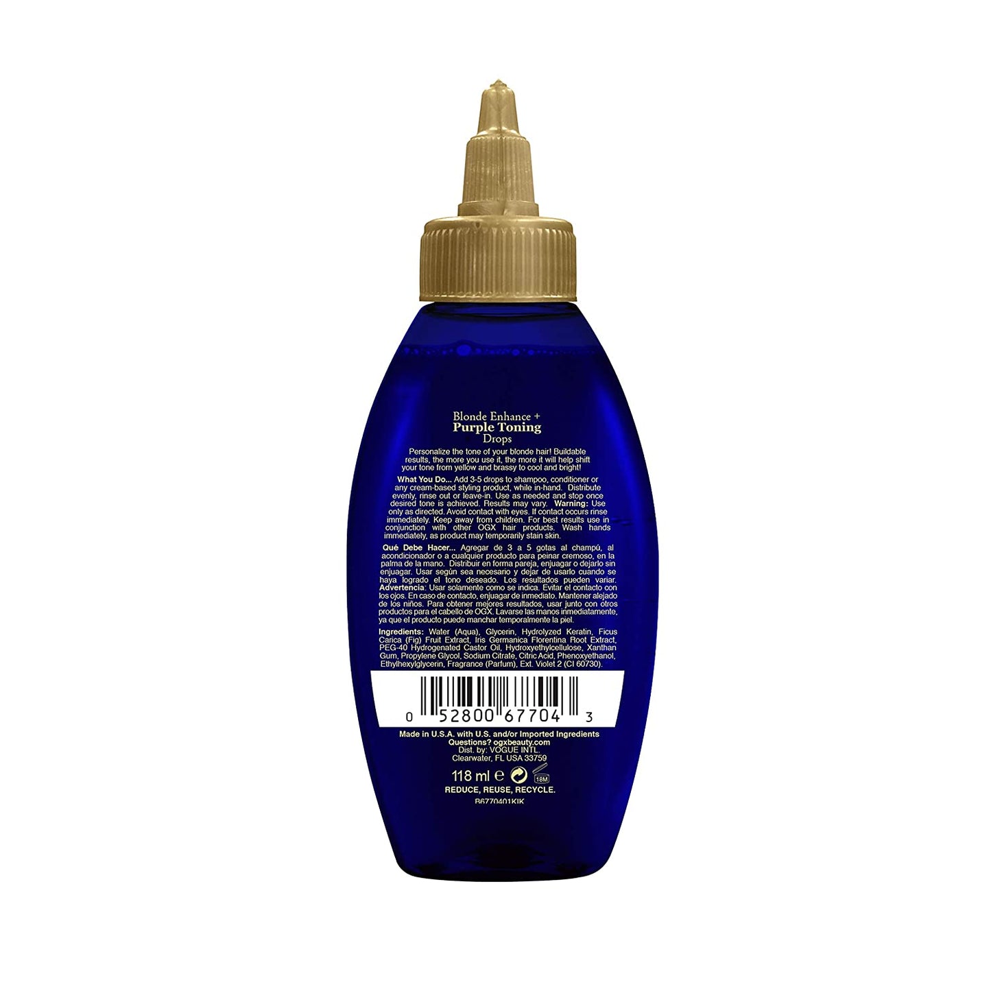 OGX Blonde Enhance + Purple Toning Drops, 4 fl.oz / 118ml