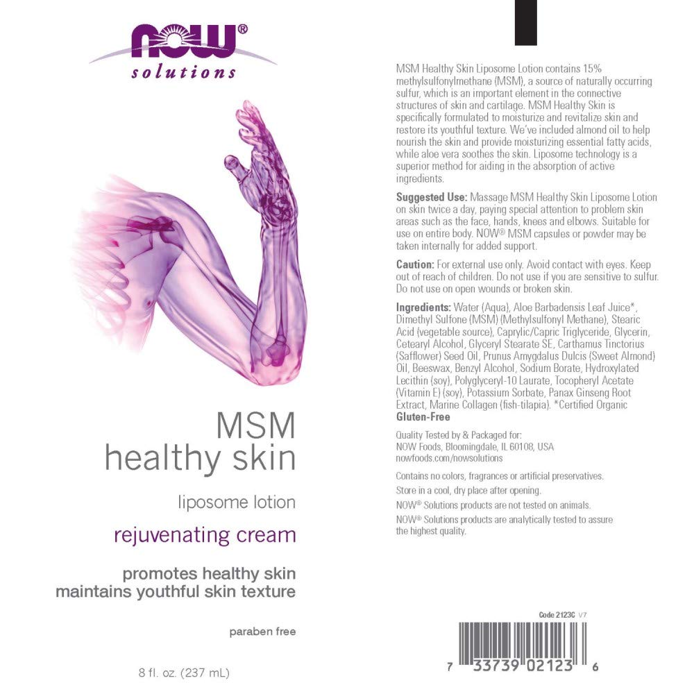 NOW MSM Healthy Skin Liposome Lotion Rejuvenating Cream 8 fl oz / 237ml