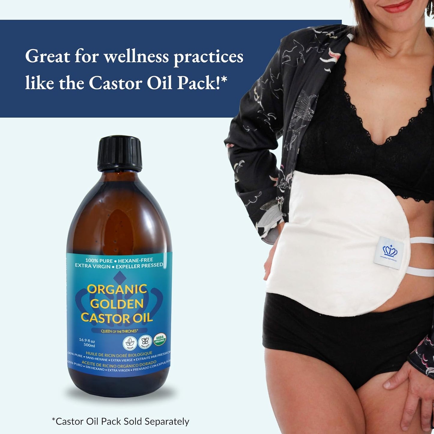 Queen Of The Thrones Organic Golden Castor Oil 16.9 fL oz / 500 mL