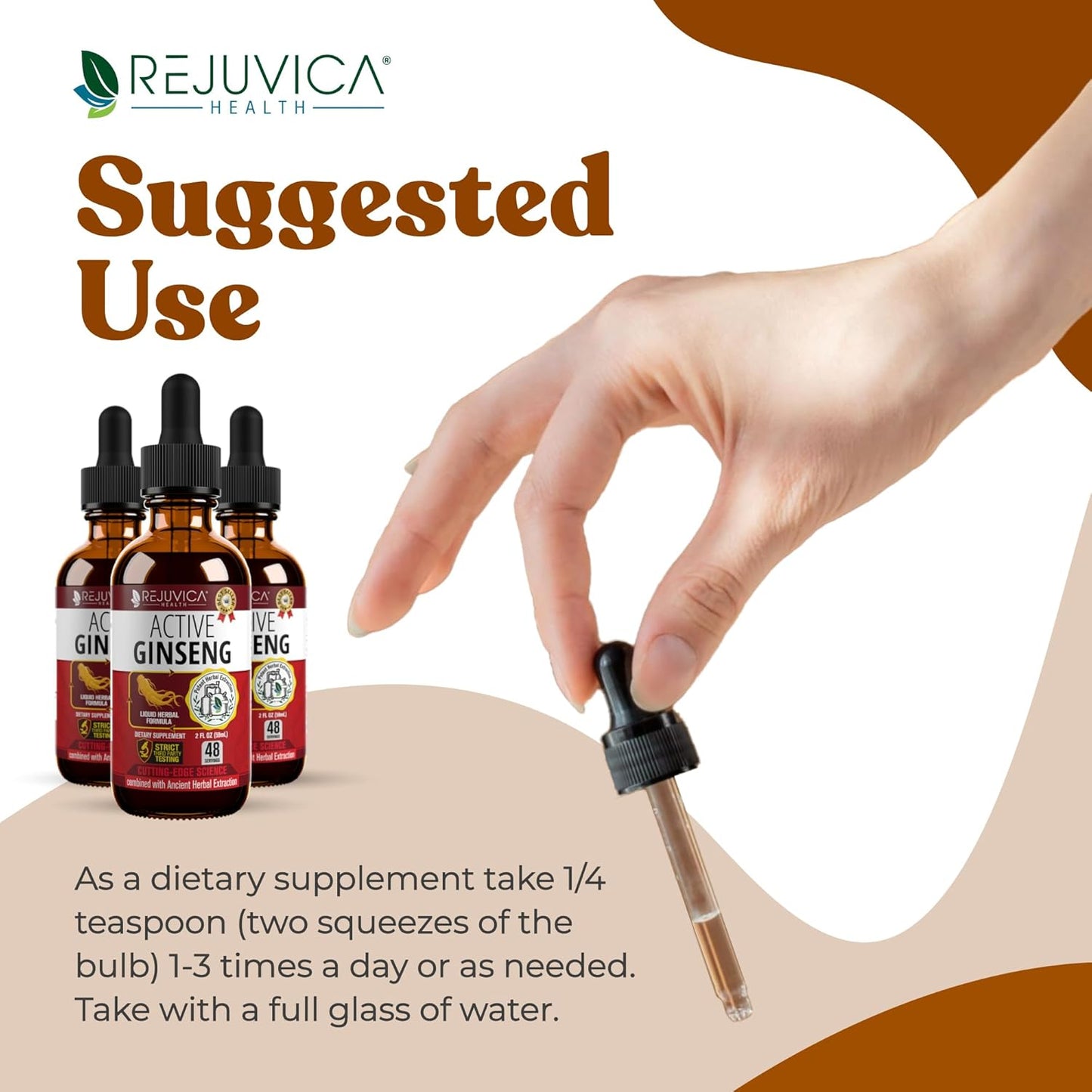 Rejuvica Health Active Ginseng Liquid Herbal Formula Supplement 2 fl oz / 59ml