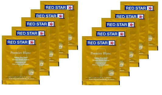 Red Star Premier Blanc Champagne Dried Yeast, Pack of 10