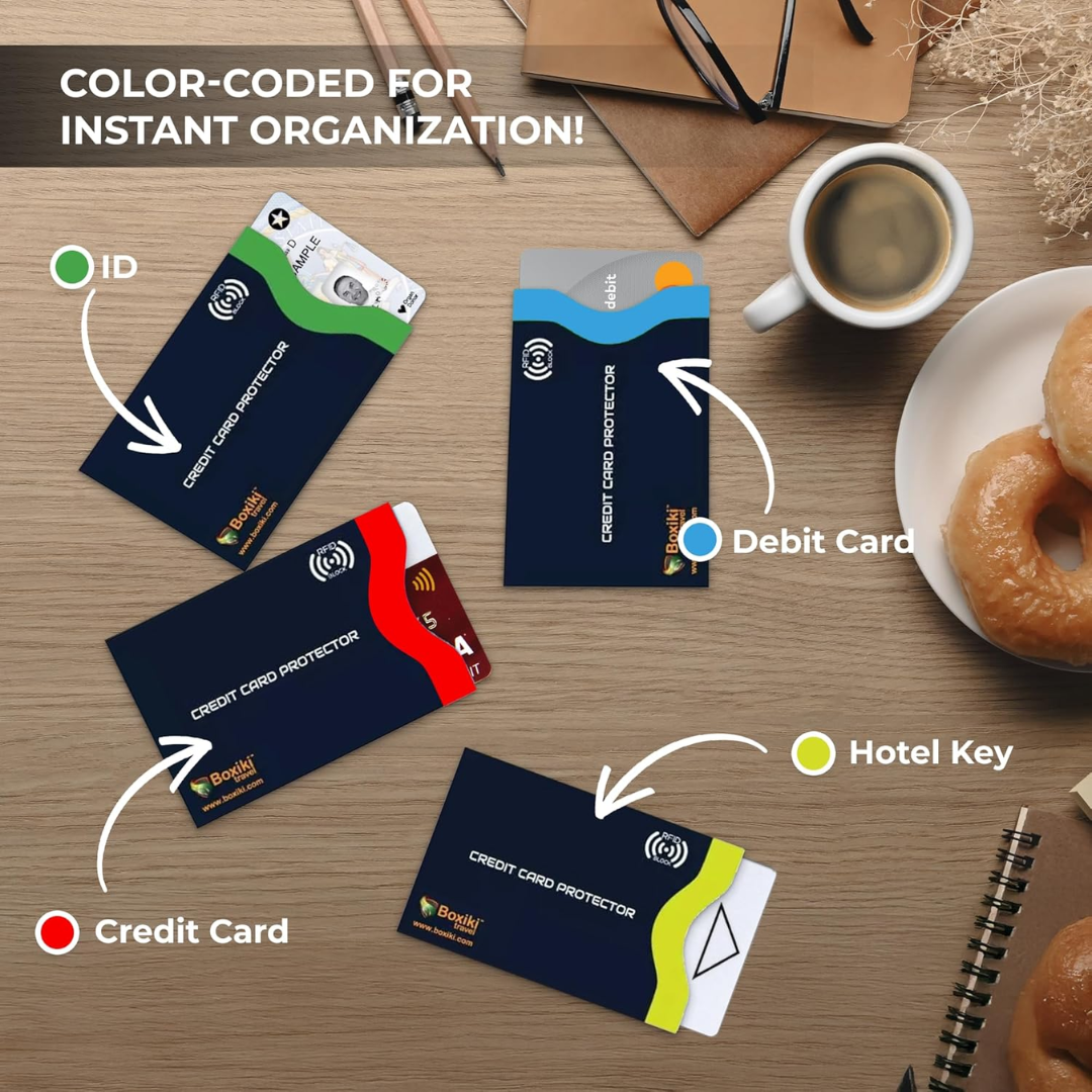Boxiki Travel Premium RFID Credit Card Blocking Sleeves, 12 Count