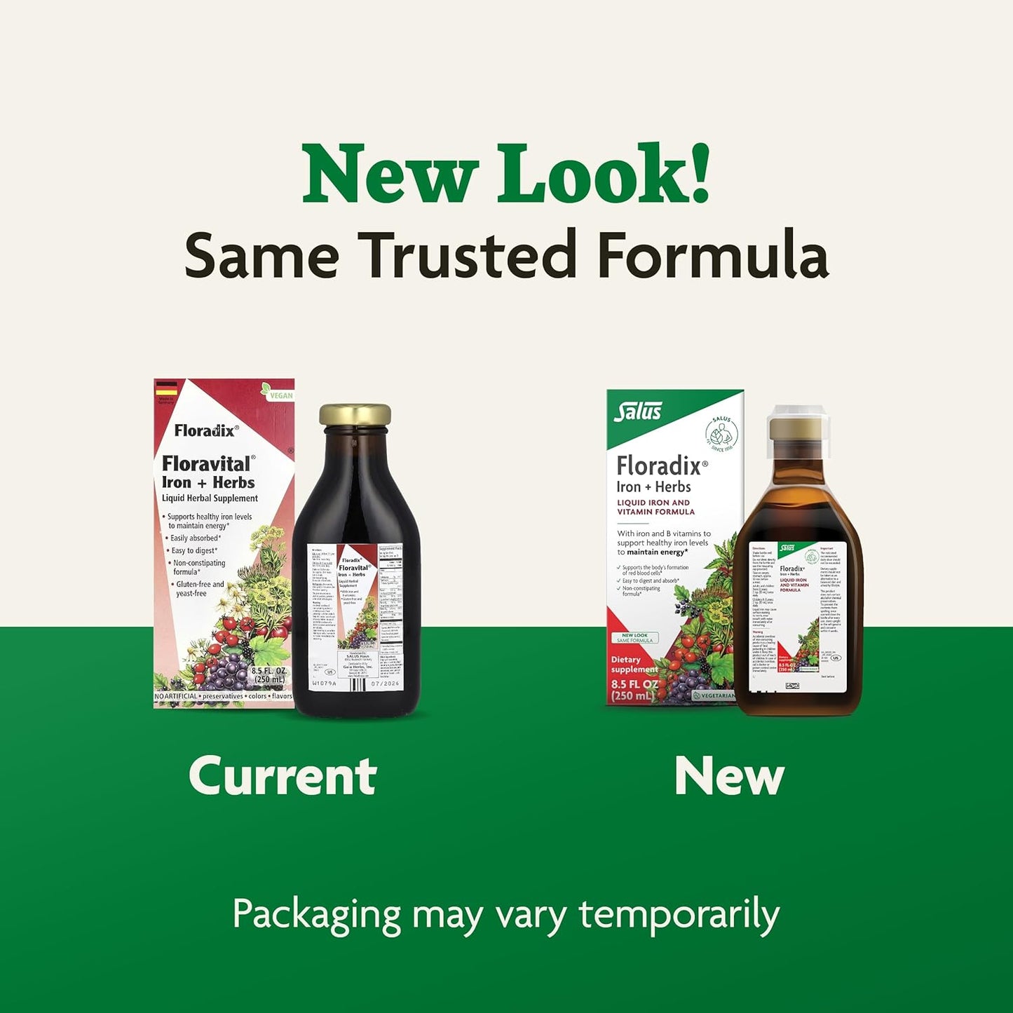 Salus Floradix Iron + Herbs Liquid Iron And Vitamin Formula Supplement 8.5 fl oz / 250ml