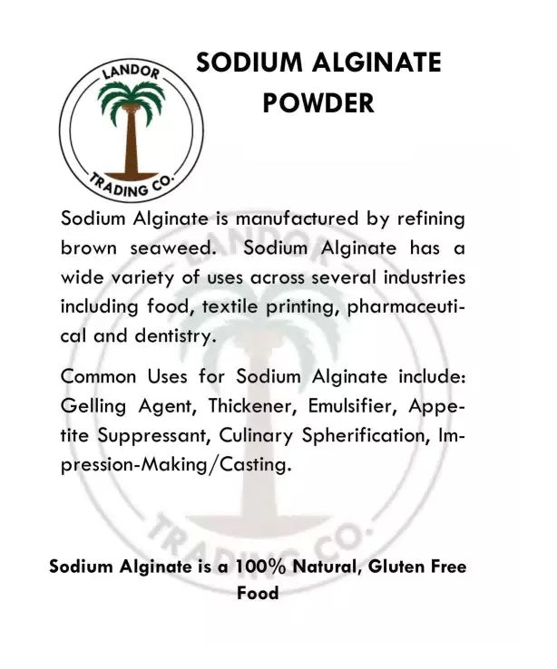 Landor Trading Co. Sodium Alginate, Food Grade Molecular Gastronomy (2 oz / 56 g)