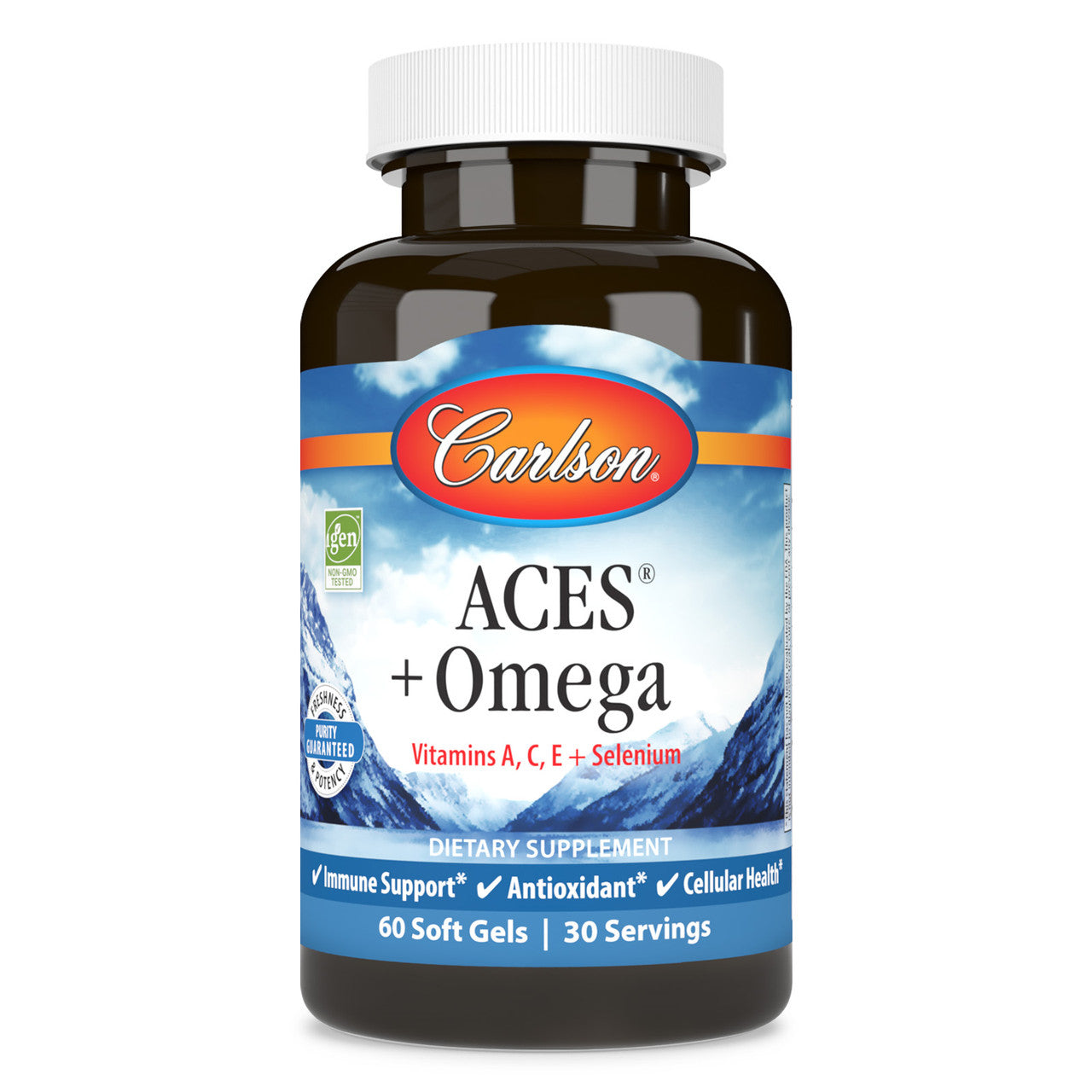 Carlson Aces + Omega Vitamins A, C, E + Selenium 60 Softgels