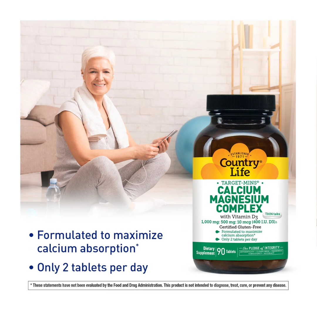 Country Life Calcium Magnesium Complex With Vitamin D3 Supplement 90 Tablets