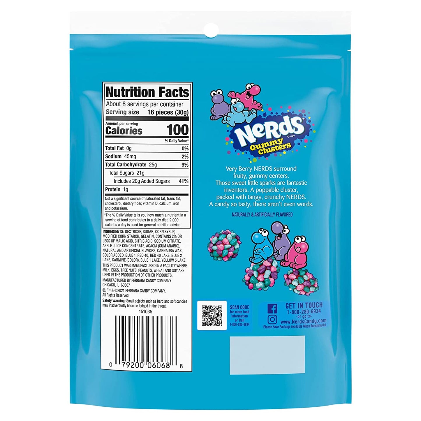 Nerds Gummy Clusters Candy Recloseable 8 Ounce Bag