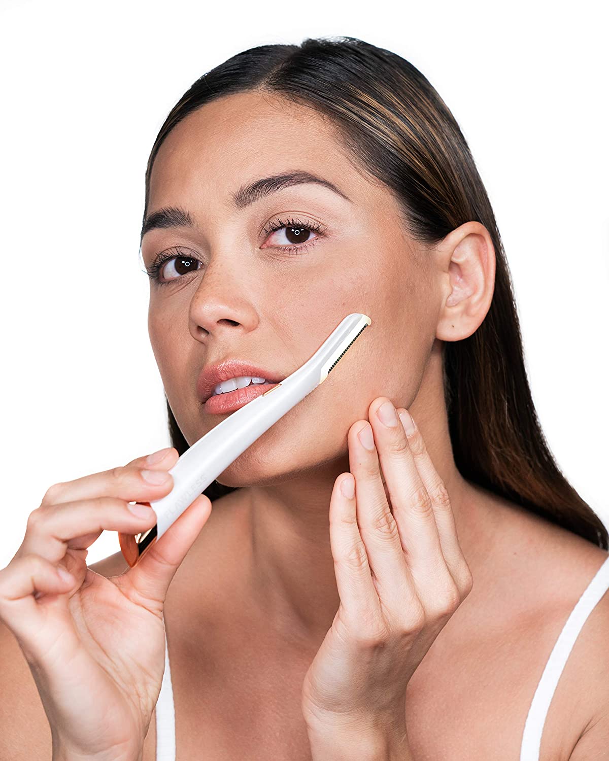 Finishing Touch Flawless Dermaplane Glo Lighted Facial Exfoliator and Hair Remover Bright LED Light with 6 Replacement Heads