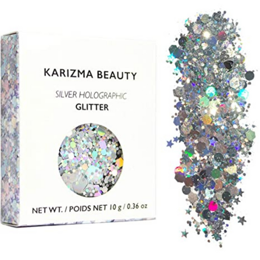 Karizma Silver Holographic Glitter 0.36 Oz (10g)
