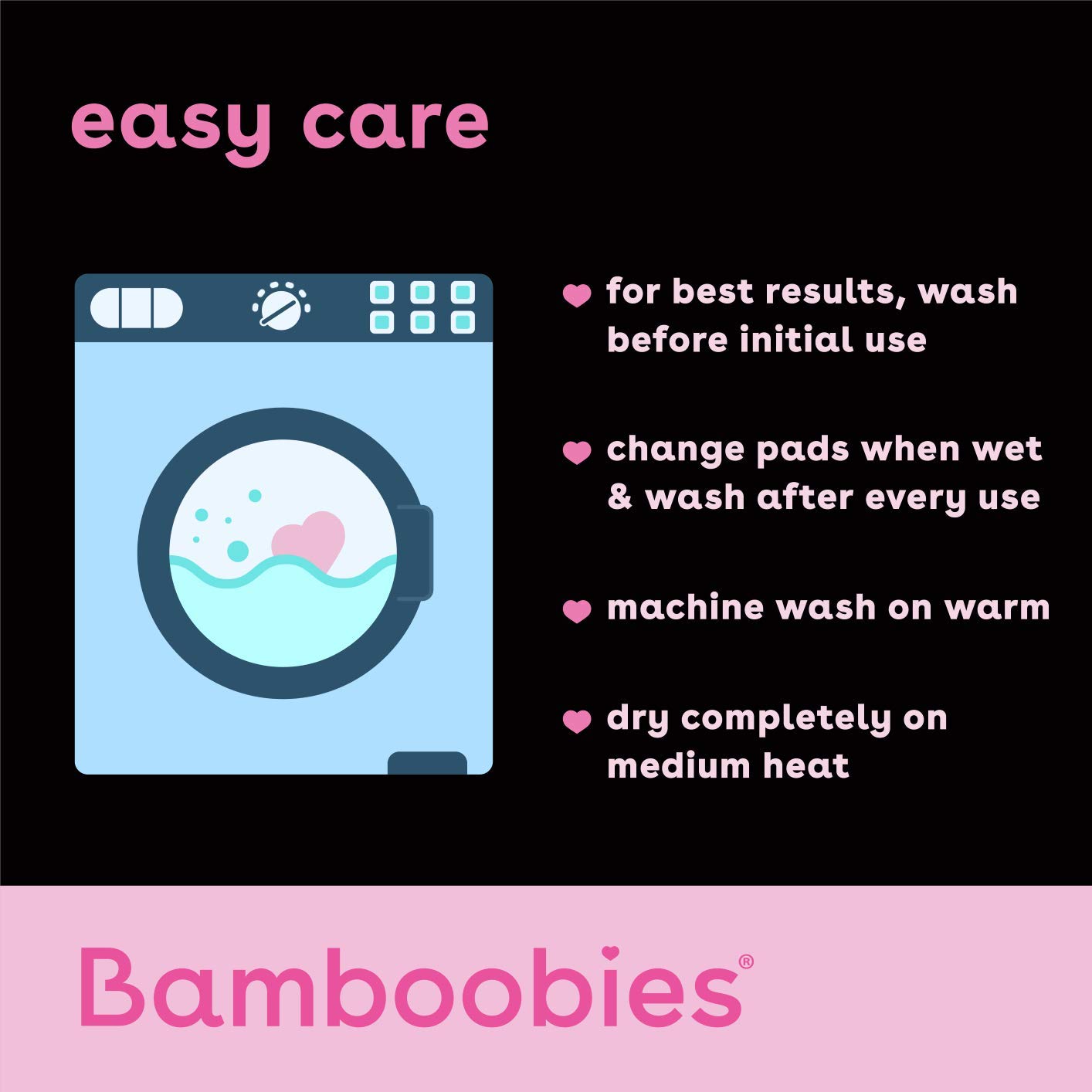 Bamboobies Washable Nursing Pads For Breastfeeding, Reusable Breast Pads, 4 Overnight Pairs (8 Pads)