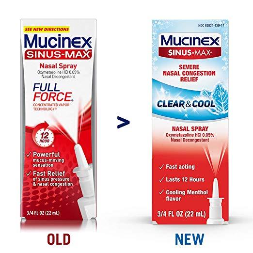 Mucinex Sinus-Max Nasal Spray Clear & Cool - 3.4 fl.oz 22 ml