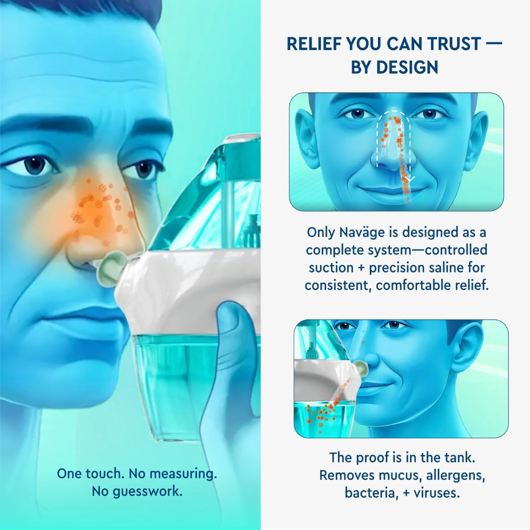 Navage Nasal Care Saline Irrigation Nose Cleaner & 20 SaltPod Capsules