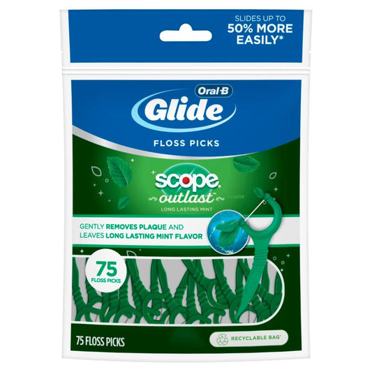 Oral-B Glide Floss Picks Scope Outlast Long Lasting Mint 75 Floss Picks