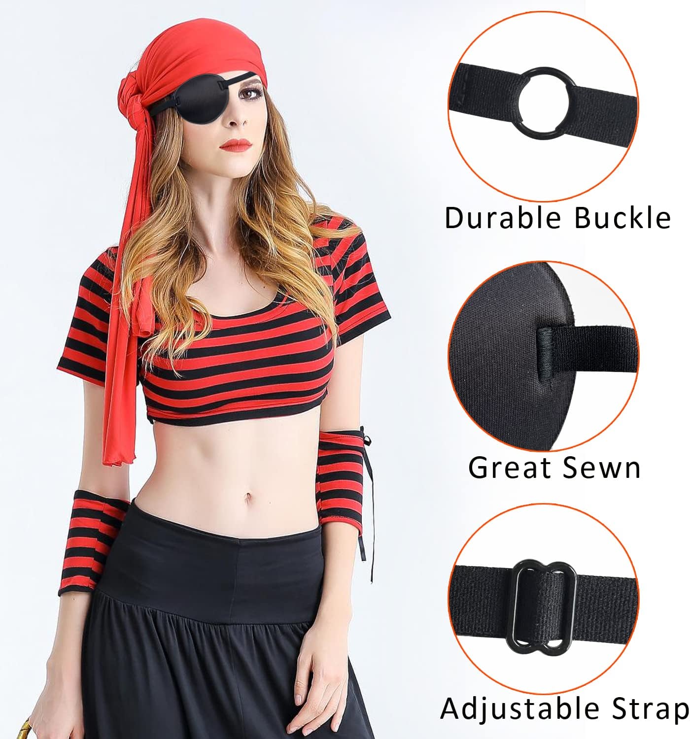 Thsiree Adjustable Medical Eye Patches for Left or Right Eyes Black  2 pieces