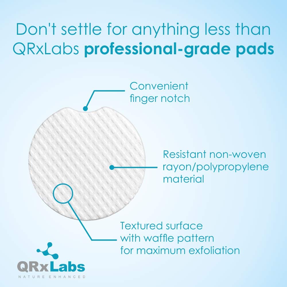 QRxLabs Glycolic Acid 20% Resurfacing Pads with Allantoin, Vitamins B5, C & E, Calendula & Green Tea Extract, 50 Textured Pads