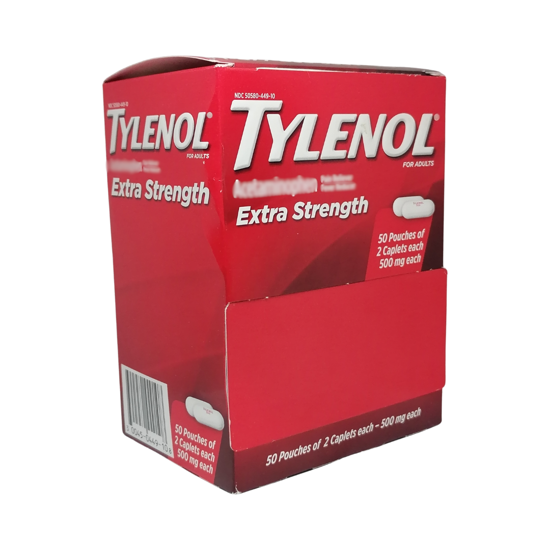 Tylenol Extra Strength Reliever 500 mg, 50 Pouches of 2 Caplets each