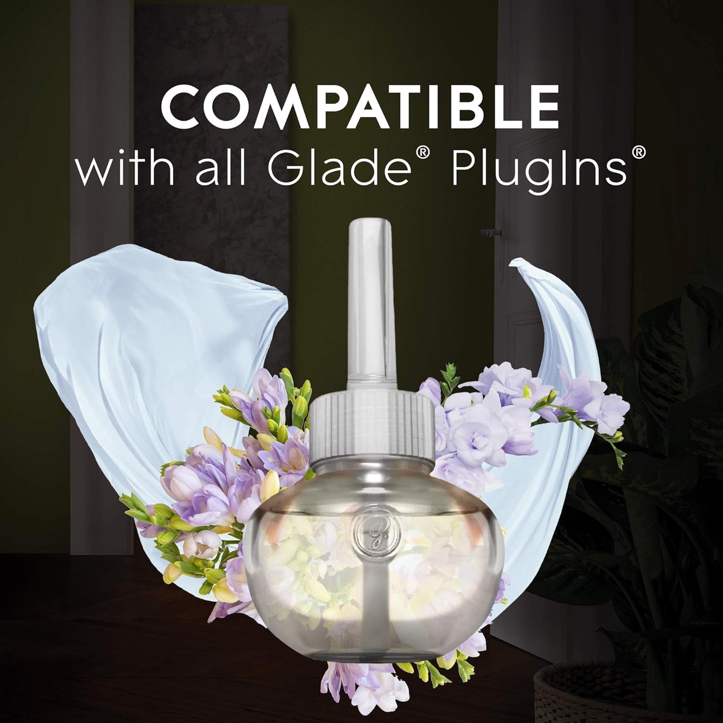 Glade PlugIns Plus Clean Linen Refills Air Freshener Kit, 1 Warmer + 3 Refills, 0.67 fl. oz (120V)