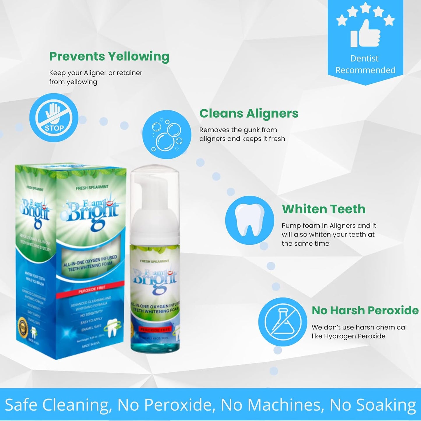 Foam Bright All-In-One Teeth Whitening System Advanced Cleansing and Whitening Formula, 50 ml / 1.69 oz.