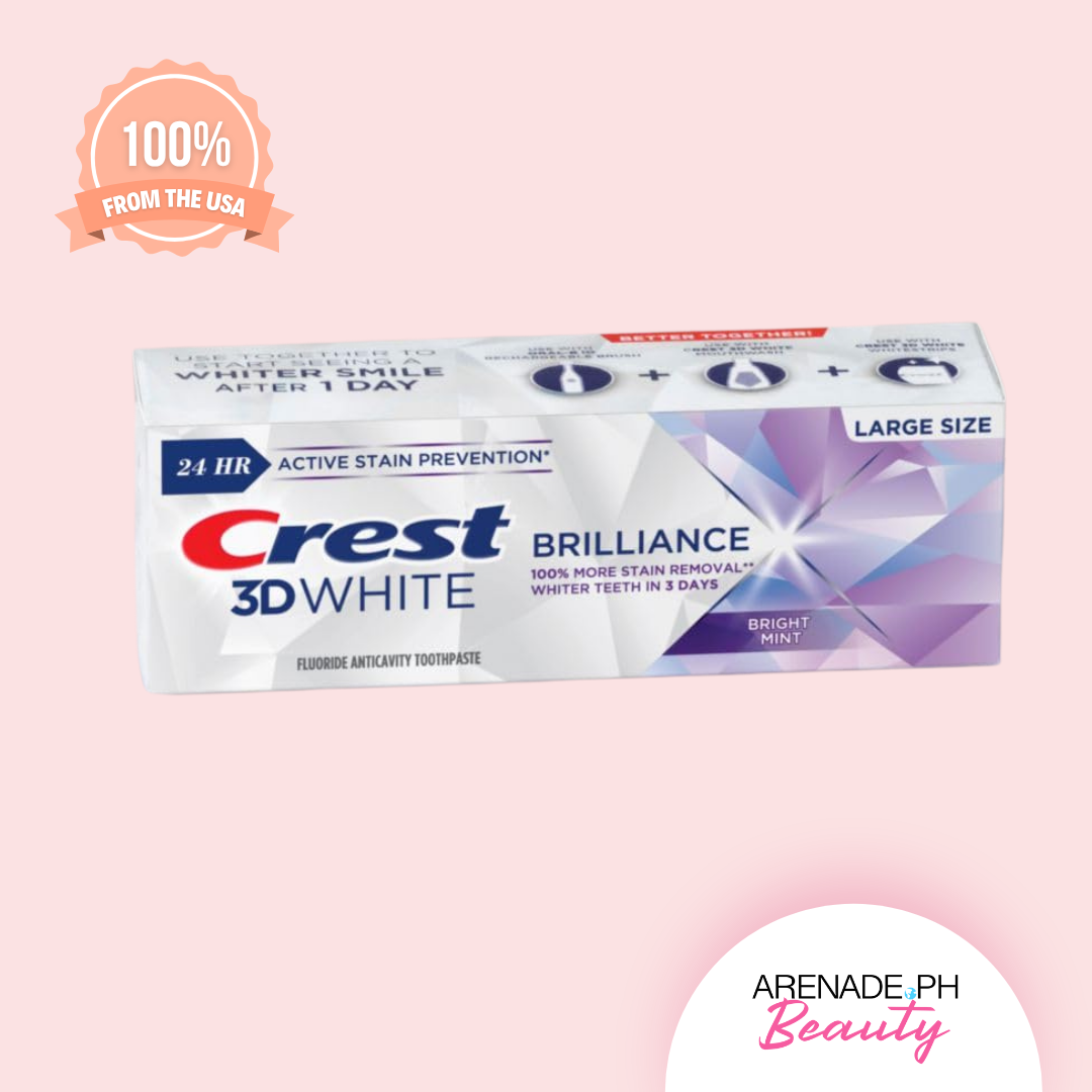 Crest 3D White Brilliance Teeth Whitening Toothpaste, Bright Mint, 121 g /  4.3 oz