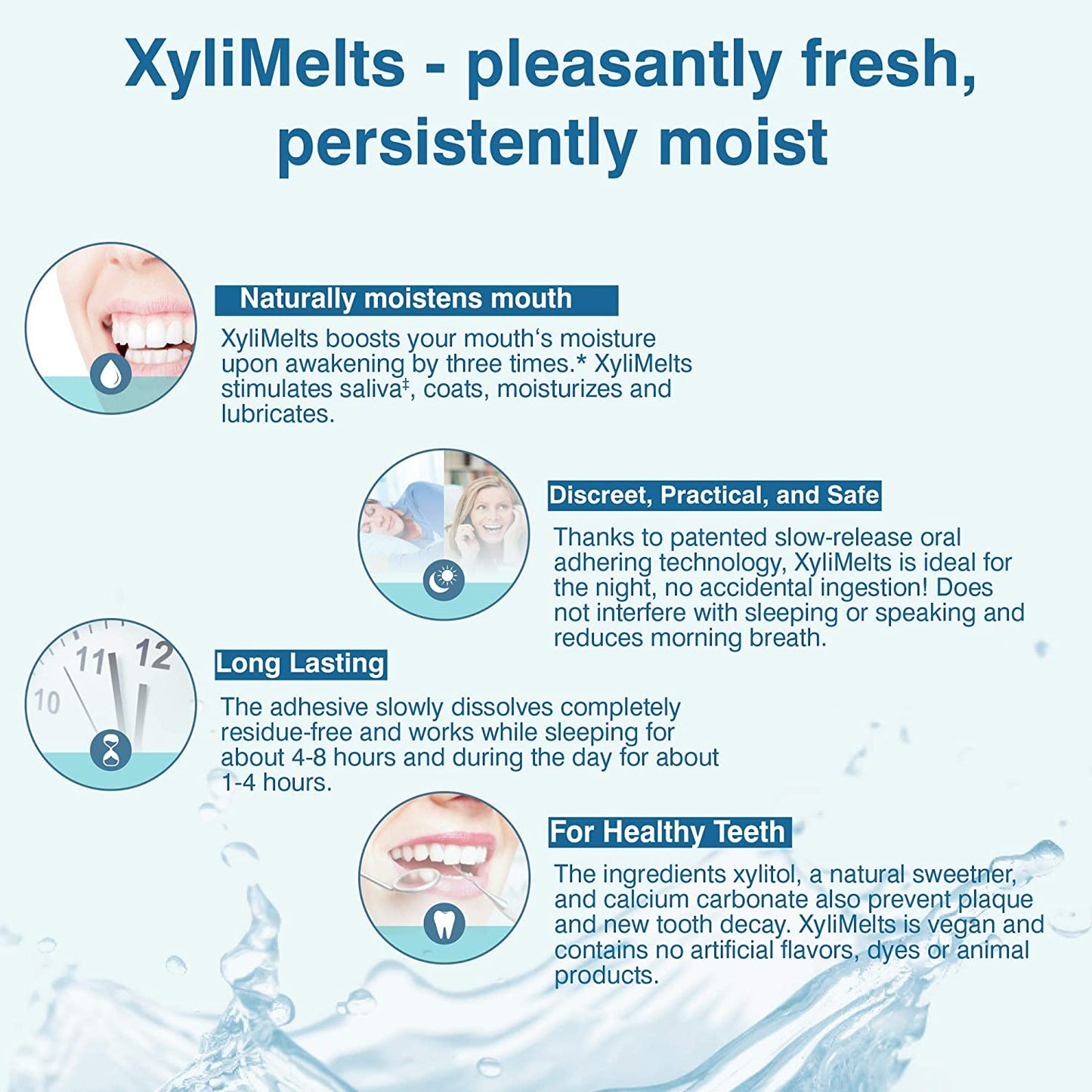 OraCoat XyliMelts Dry Mouth Stick-On-Melts for Moisturizing Slightly Sweet with Xylitol, 100 Melts