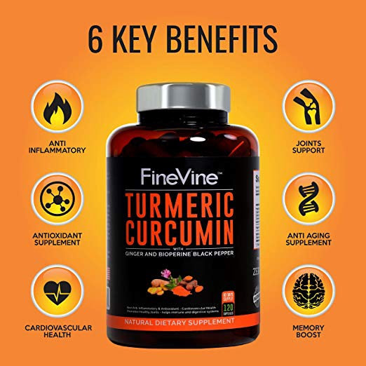 Turmeric Curcumin w BioPerine Black Pepper & Ginger 120 Caps
