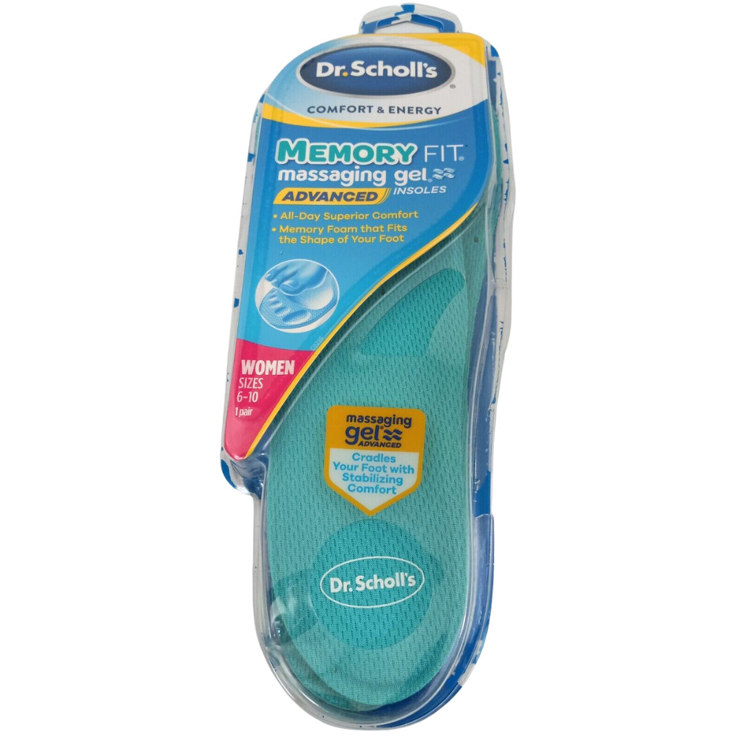 Dr. Scholl’s Memory FIT Massaging Gel Advanced Insoles Women Sizes 6-10 (1 Pair)