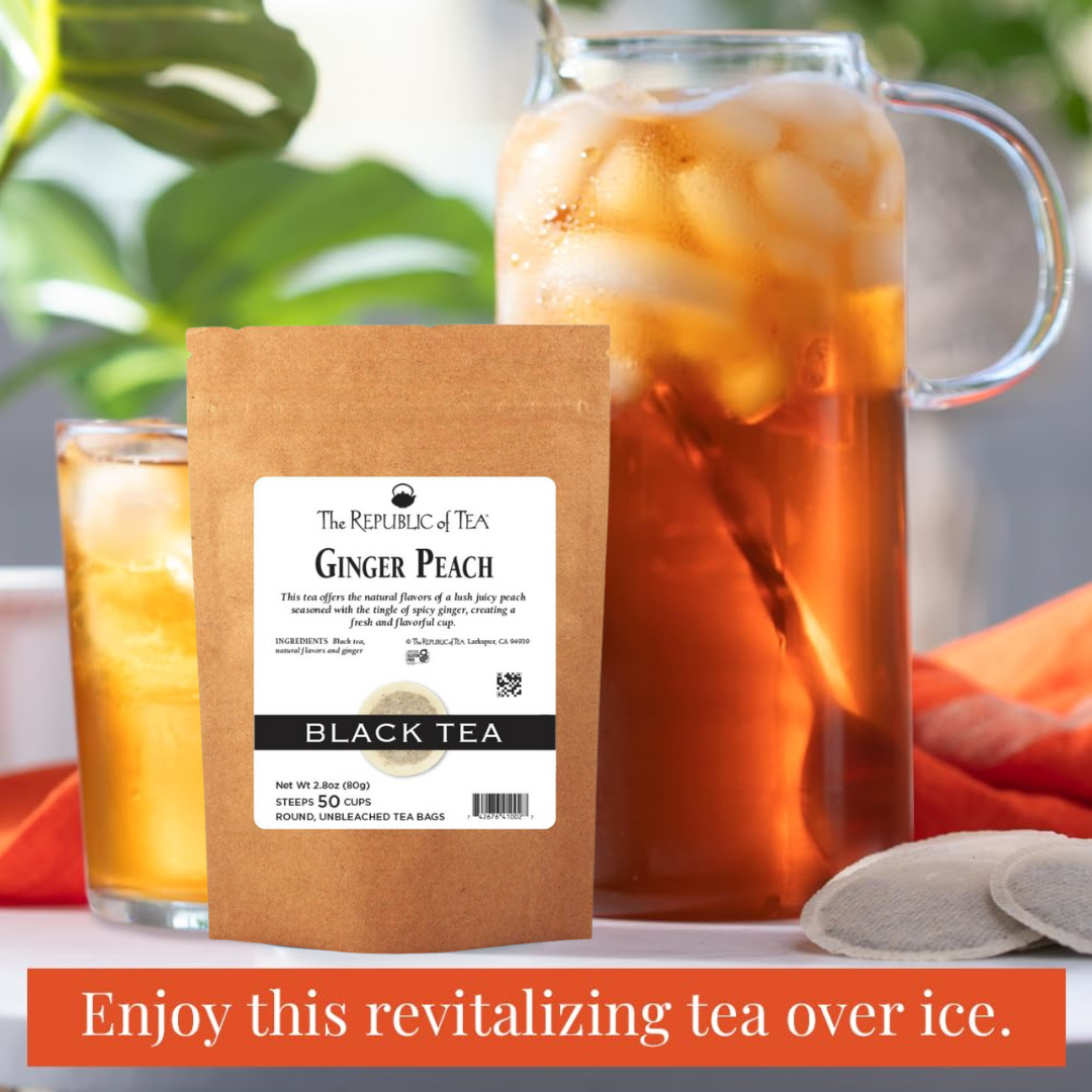 The Republic of Tea Ginger Peach Black Tea Steeps 50 Cups (80g)