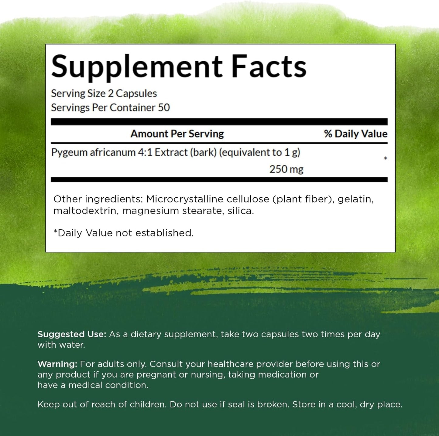 Swanson Pygeum Standardized Extract Herbal Supplement 100 Capsules