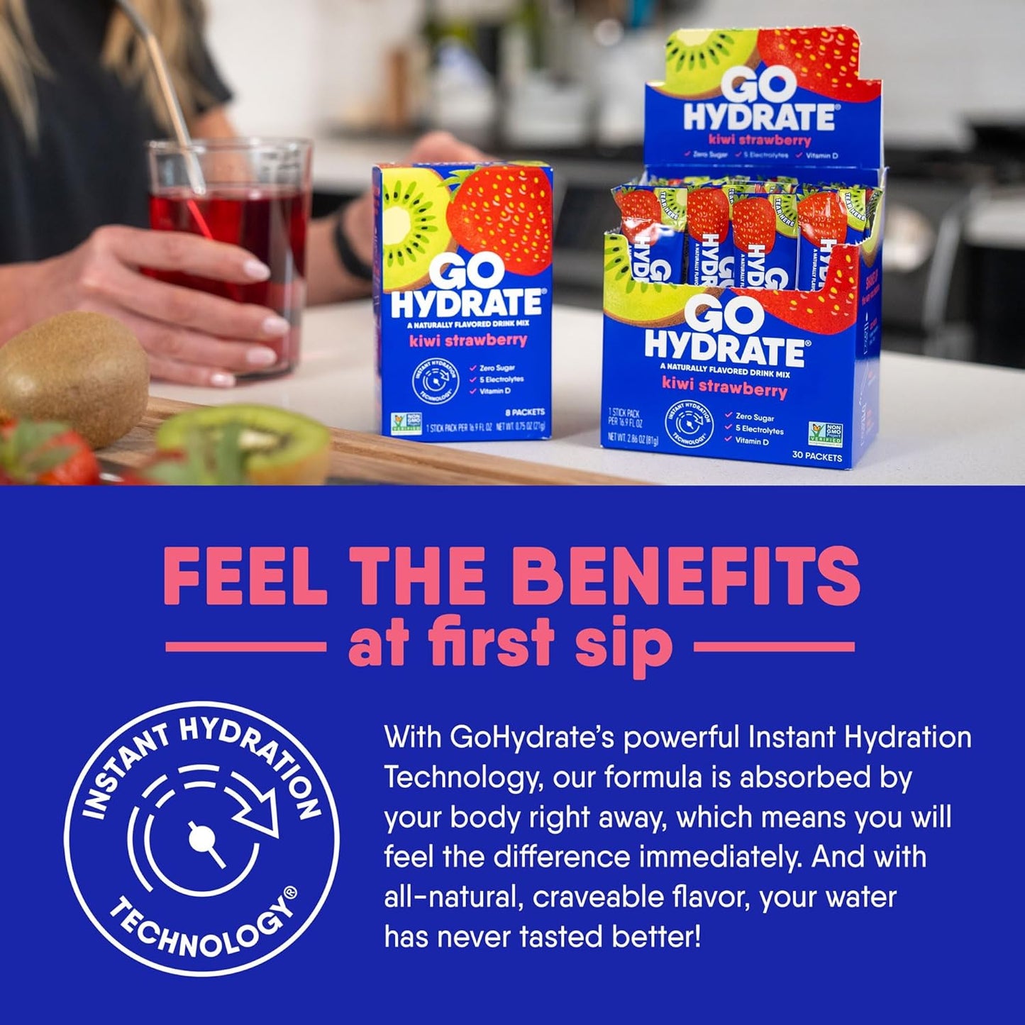 Go Hydrate Naturally Flavored Drink Mix Kiwi Strawberry 1 Packets