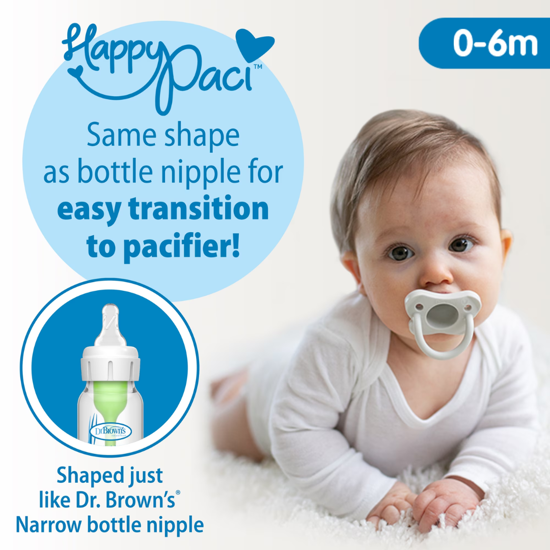 Dr. Brown's Happy Paci 0-6m Blue/Light Blue/White, 3 Pacifiers