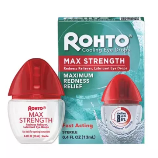 ROHTO Max Strength Redness Relief Eyedrops, 0.4 fl.oz / 13ml (PACKAGING MAY VARY)
