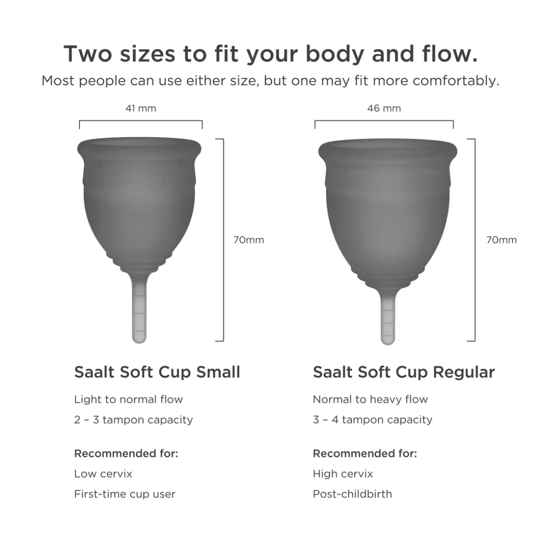 Saalt Soft Menstrual Cup Size Regular Mist Grey Wear Up To 12Hrs, 4 Tampons Capacity