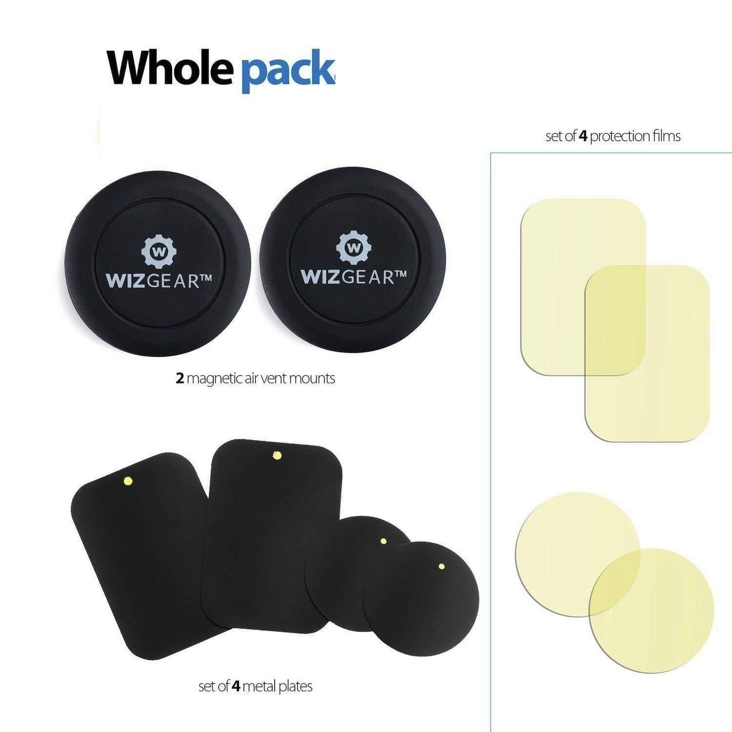 WizGear Magnetic Cart Mount in Any Vent, Universal (2 Pack with 4 Plates)