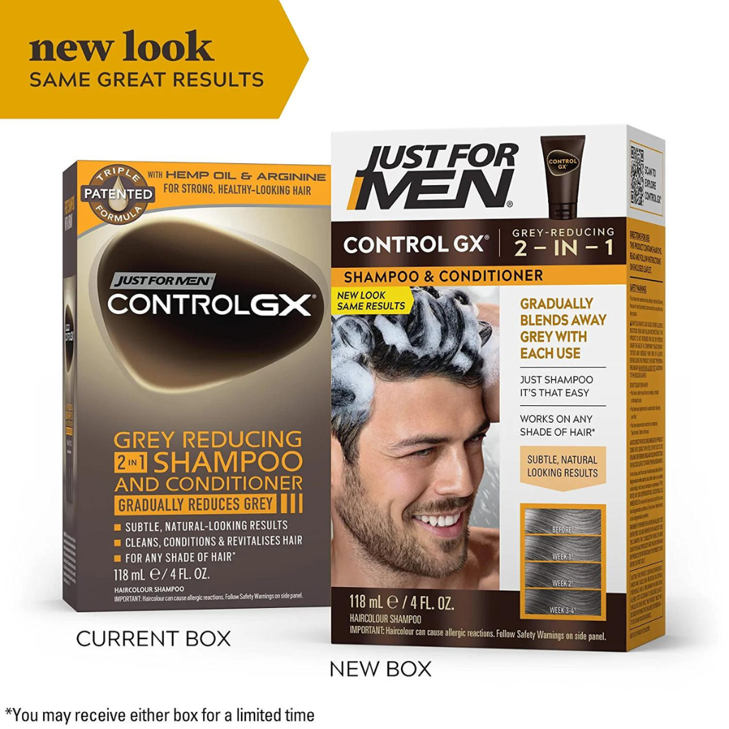 Just For Men Control GX Grey Reducing 2-in-1 Shampoo and Conditioner. 4 fl.oz / 118ml