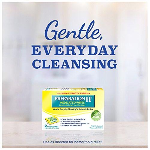 Preparation H Flushable Medicated Hemorrhoid Wipes, Maximum Strength Relief with Witch Hazel 48 Count (PACKAGING MAY VARY)
