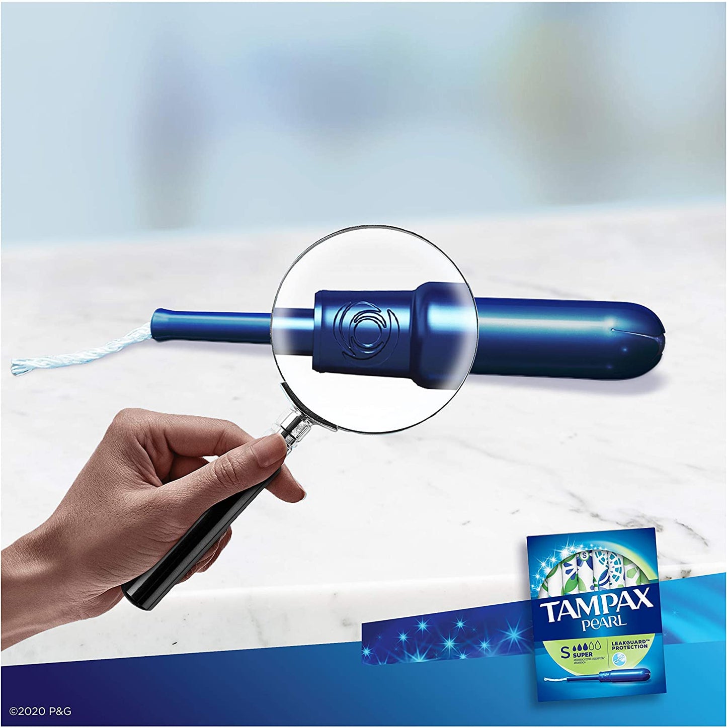 Tampax Pearl Tampons Super Absorbency with LeakGuard Braid, Unscented, 50 Count