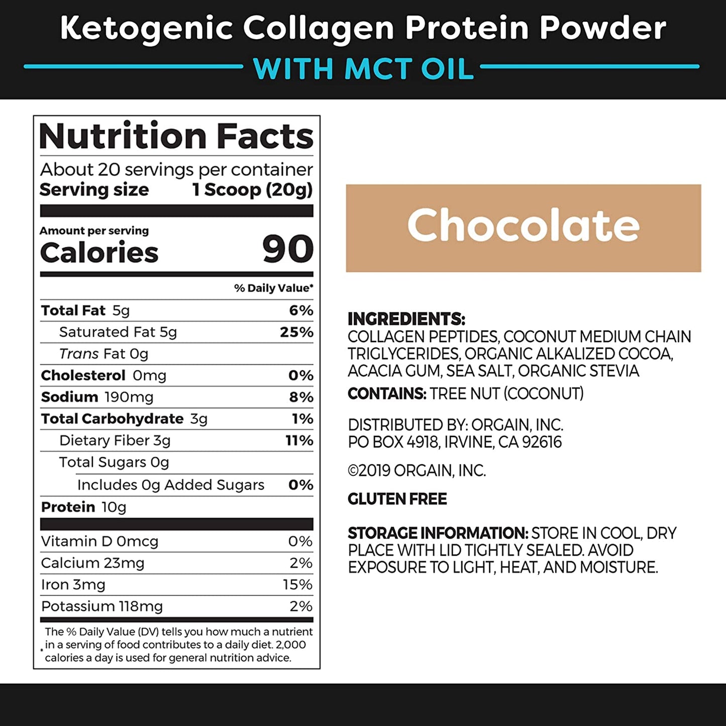 Orgain KETO Collagen Chocolate - 14.1oz / 400g