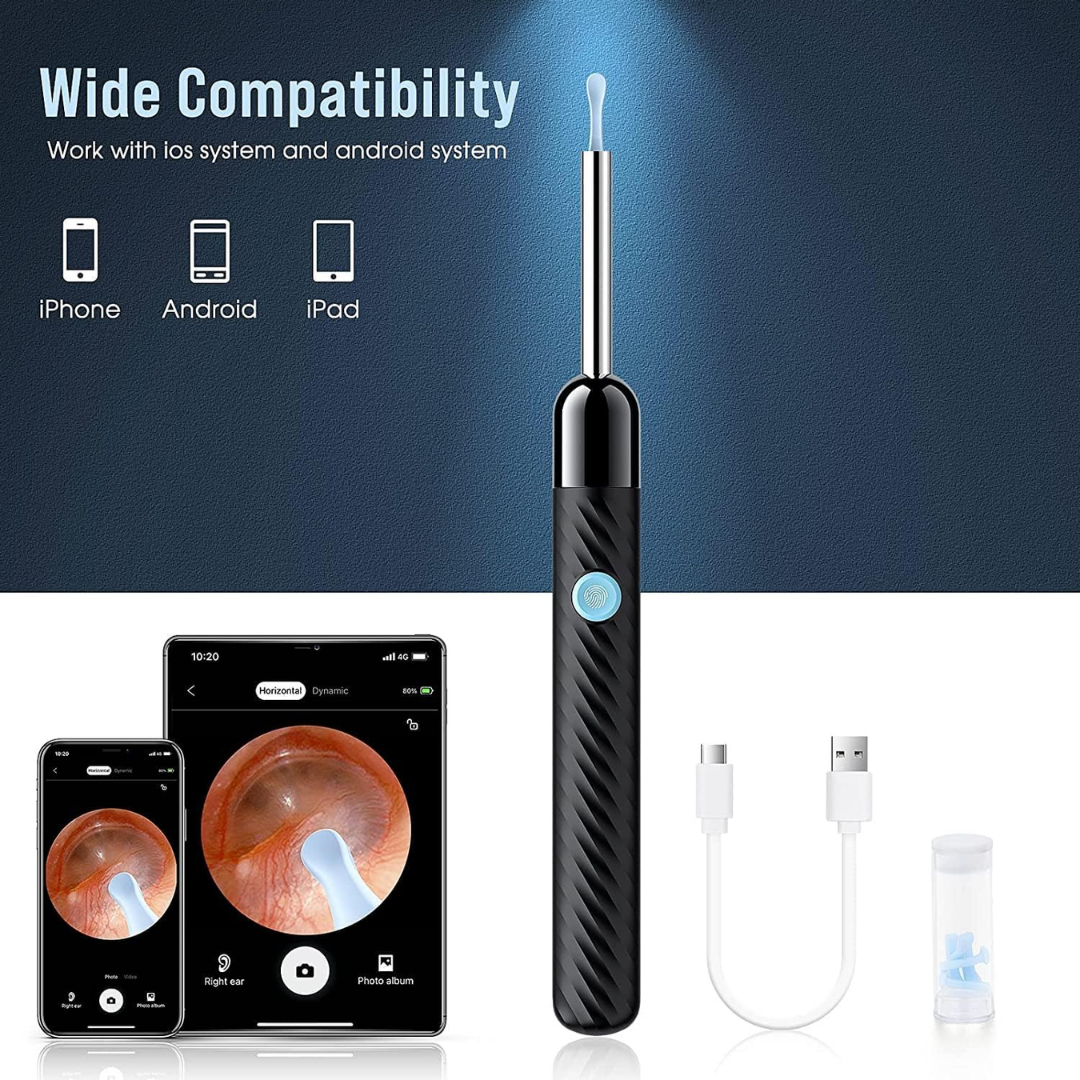 Ear Wax Removal Tool Camera Ear Cleaner for iOS & Android (Black)