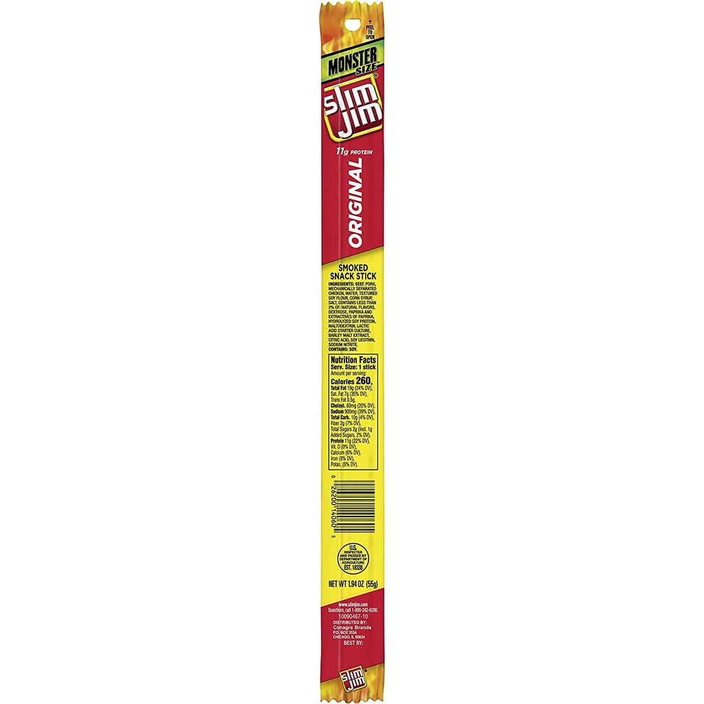 Slim Jim MONSTER Smoked Meat Sticks Original Flavor 1.94 oz