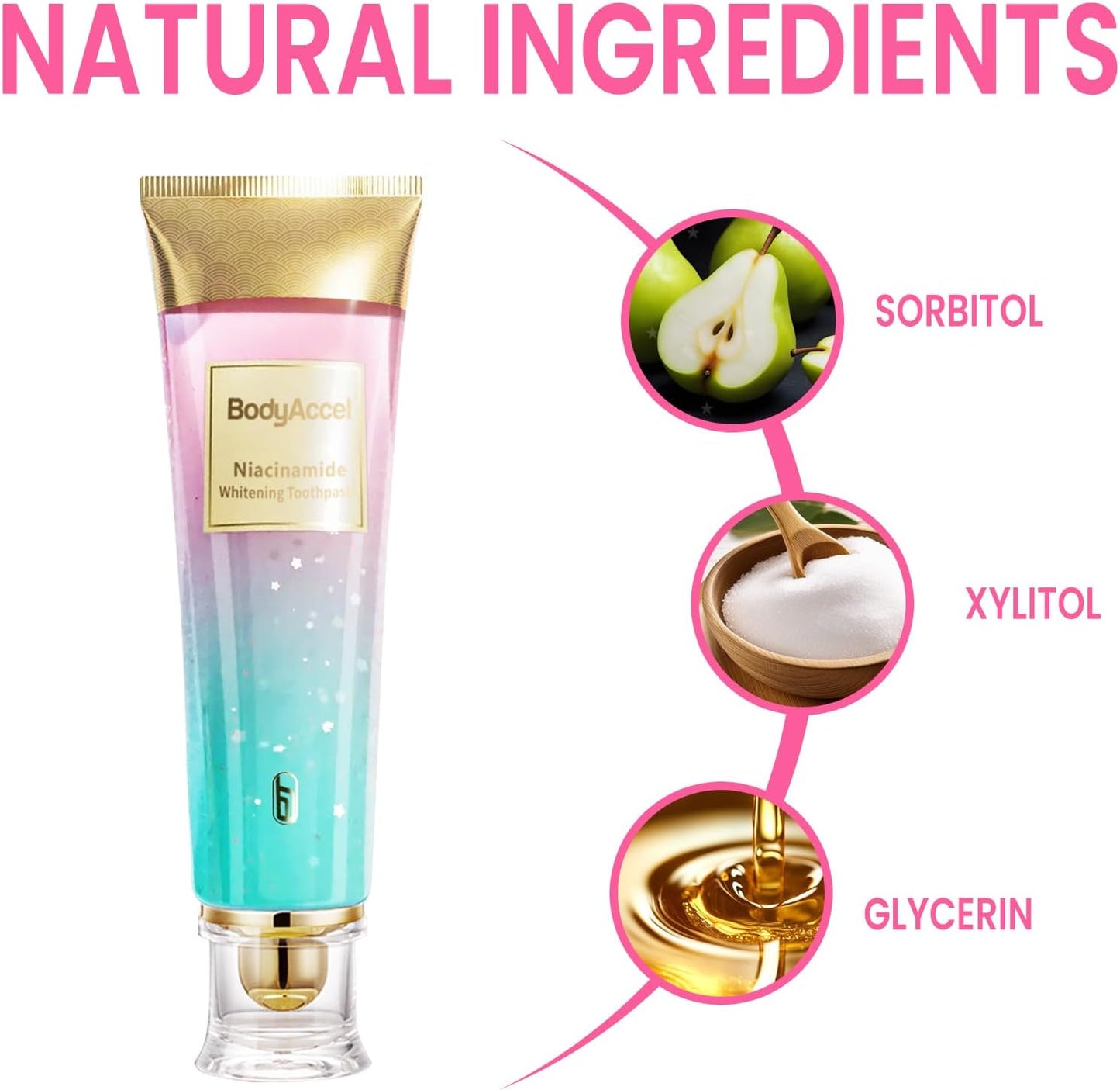 BodyAccel Niacinamide Whitening Toothpaste, 100 g / 3.5 oz