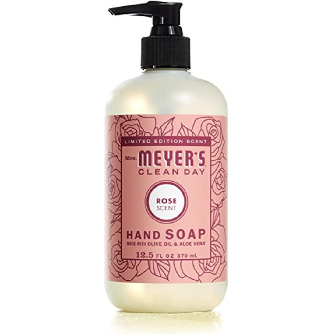 Mrs. Meyer's Clean Day Hand Soap Made With Olive Oil & Aloe Vera  Rose Scent 12.5 Fl Oz (370ml)