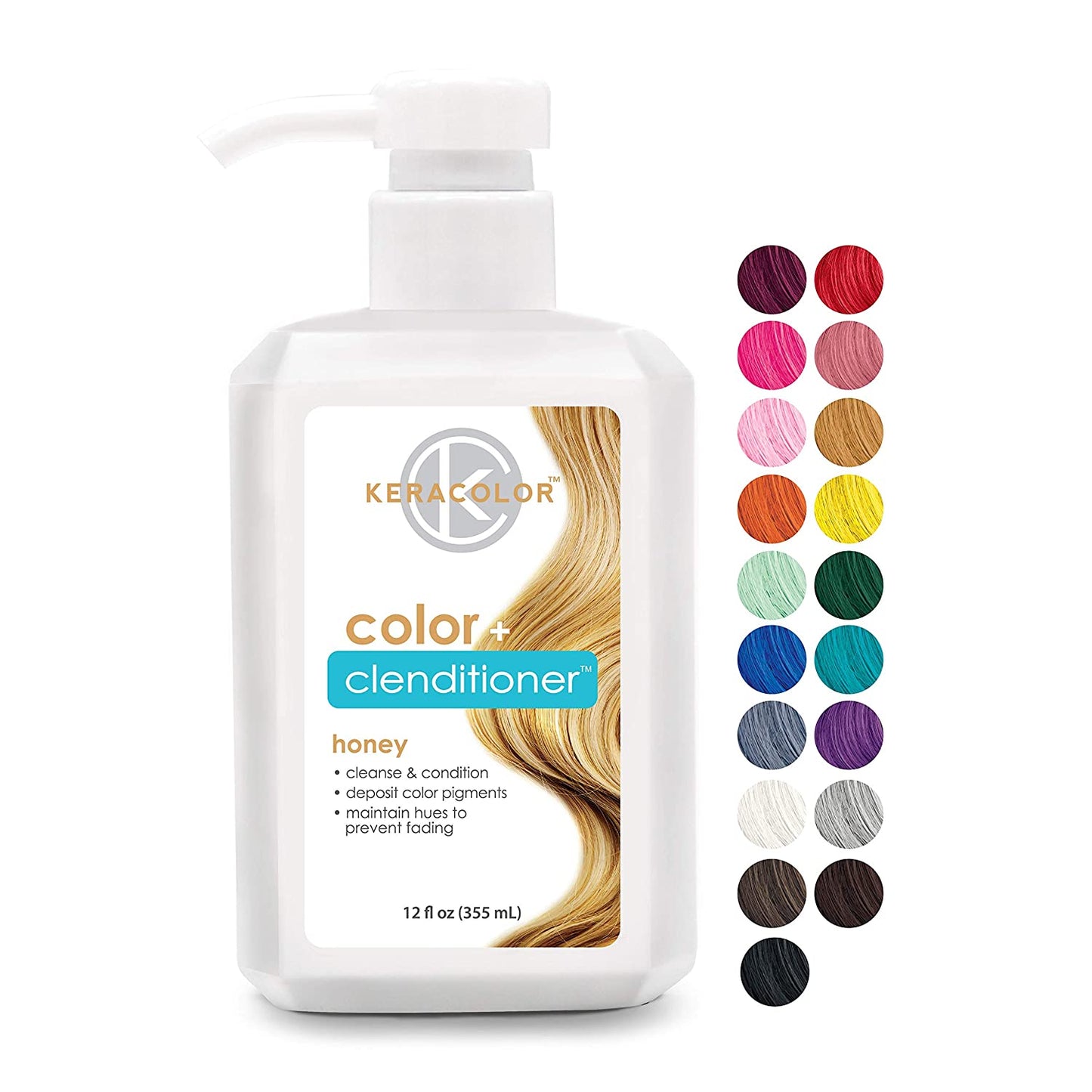 Keracolor Clenditioner Hair Dye, Semi Permanent Hair Color Depositing Conditioner, HONEY, 12 fl.oz / 355ml
