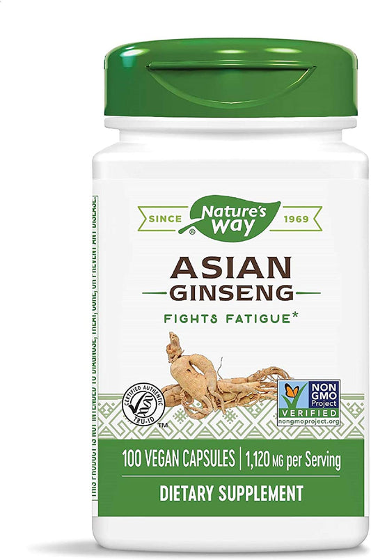 Nature's Way Premium Herbal Asian Ginseng 1,120mg per serving, 100 Veggie Caps
