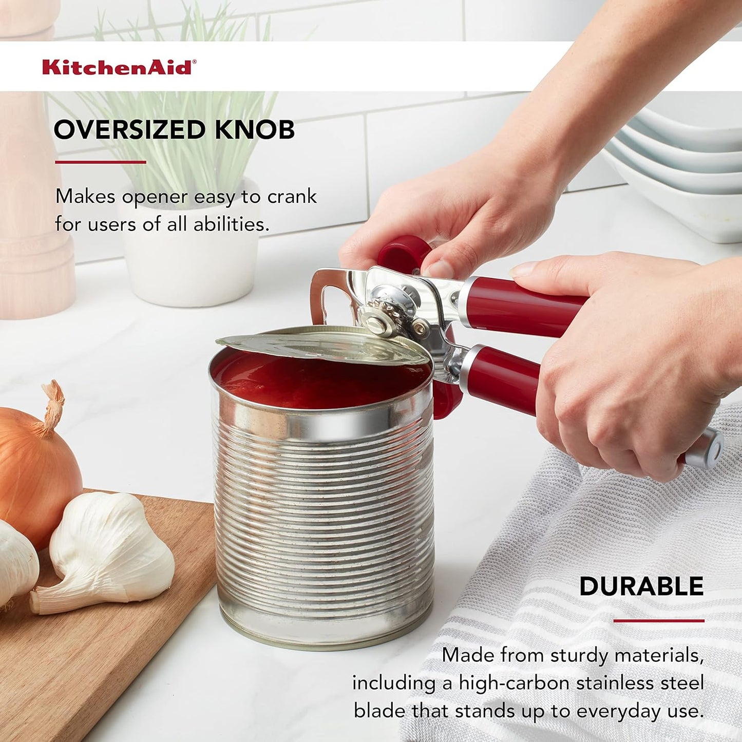 KitchenAid Classic Multifunction Can and Bottle Opener, Empire Red, 1 Count