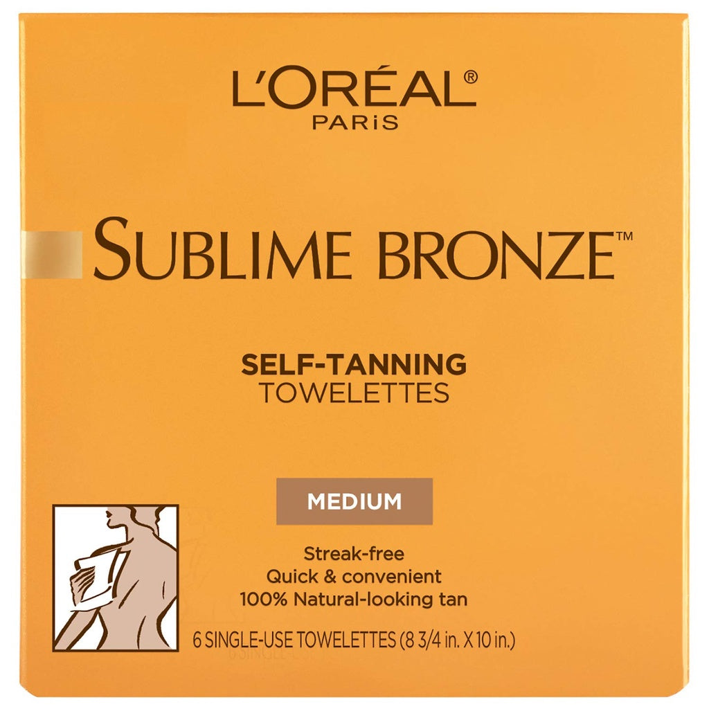 L'Oreal Paris Sublime Bronze 6 Self-Tanning Towelettes Medium 1 Box
