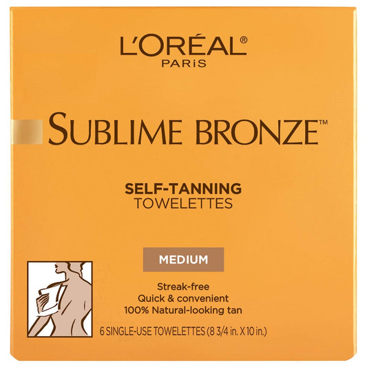 L'Oreal Paris Sublime Bronze 6 Self-Tanning Towelettes Medium 1 Box