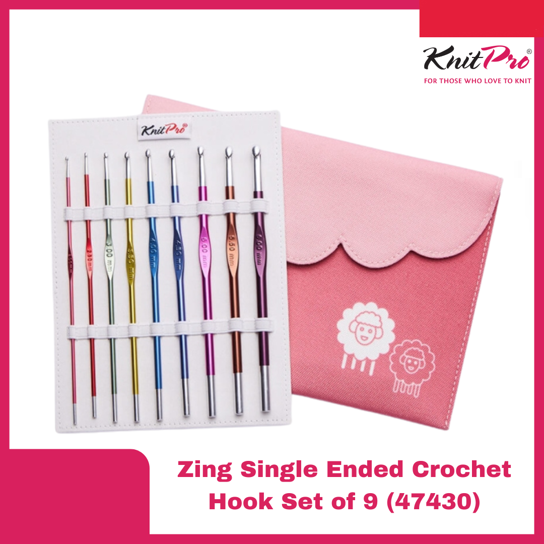 Knitpro Zing Single Ended Crochet Hook Set of 9 (47430)