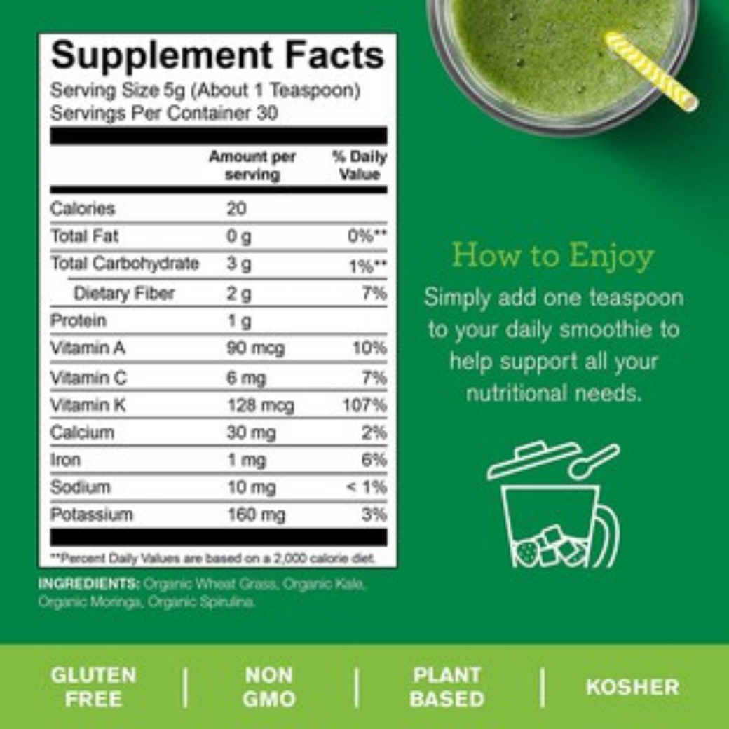 Amazing Grass Super Greens Booster Powder Spirulina, Moringa, Wheat Grass & Kale
