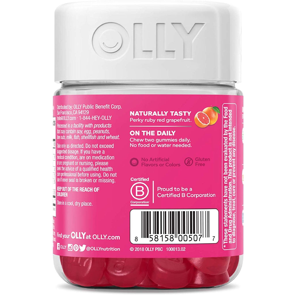 OLLY Undeniable Beauty Supplements, Grapefruit Glam (60 Gummies)